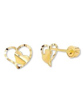 14K Gold Small Heart Shape Stud Earrings By Tehrani Jewelry